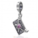 925 Sterling Silver Love Letter Envelope Charm with Clear Crystal