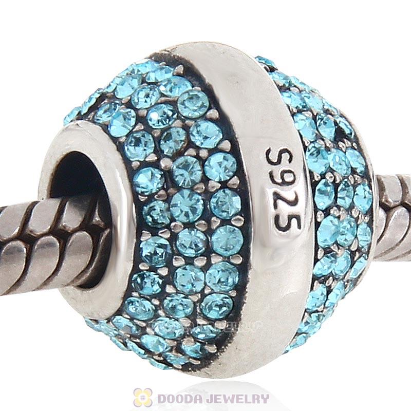 925 Sterling Silver March Birthstone Round Bead