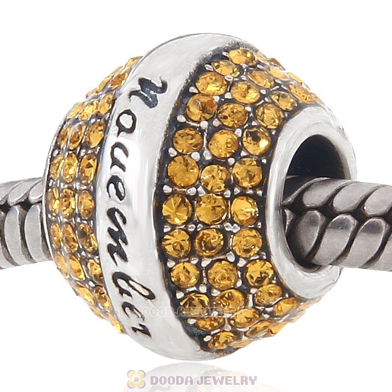 925 Sterling Silver November Birthstone Round Bead