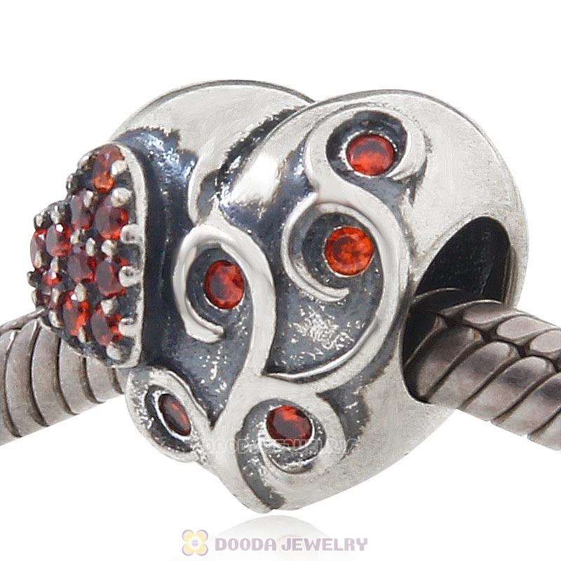 925 Sterling Silver Always in my Heart Charm with Stone