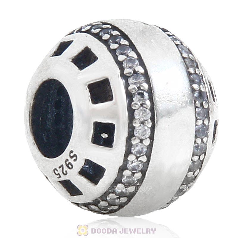 925 Sterling Silver European Style Bead with Clear Stone 