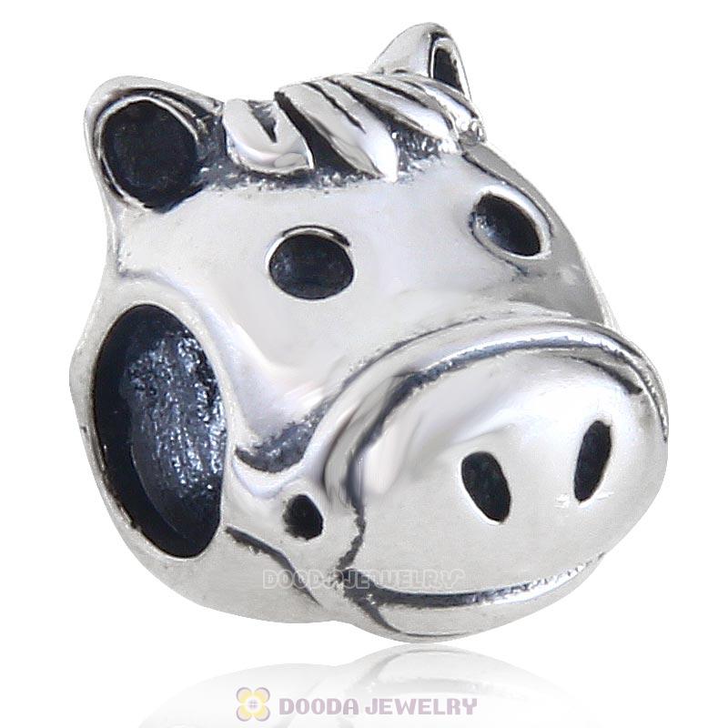 925 Sterling Silver Cute Horse Animal Charm Bead