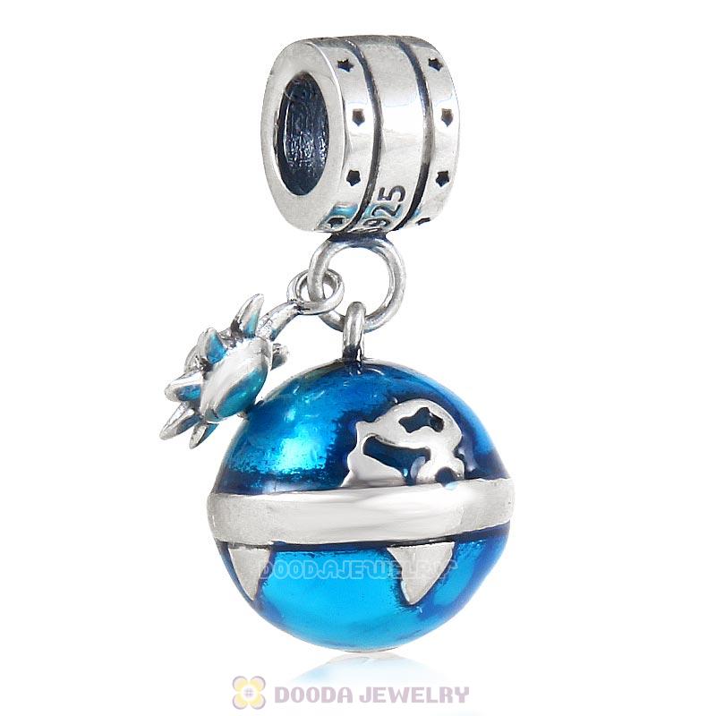 925 Sterling Silver Around the World Earth Dangle Charm