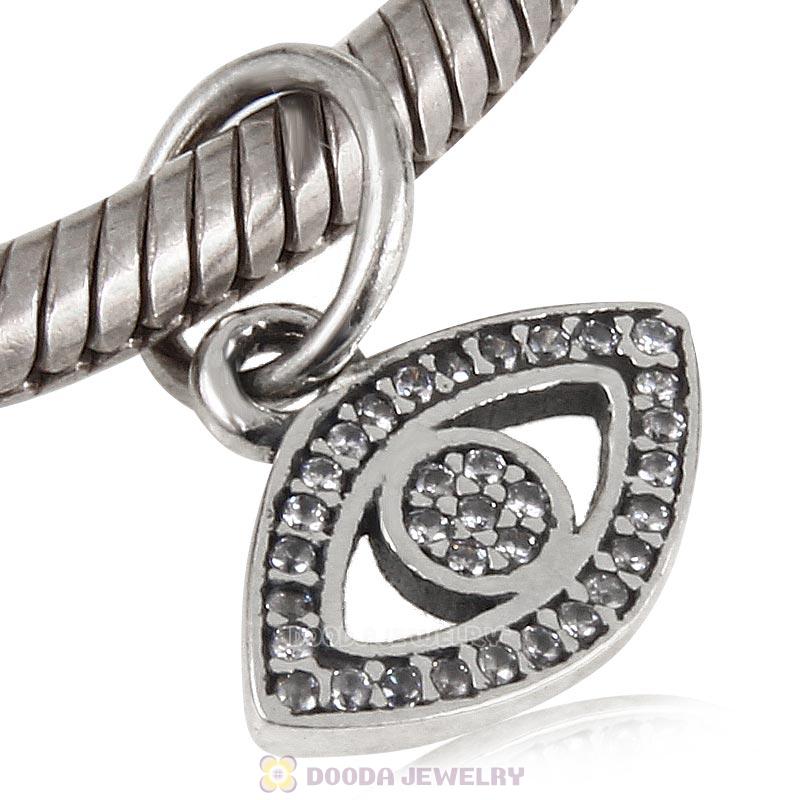 Evil Eye 925 Sterling Silver Symbol of Insight Clear Cz Charm