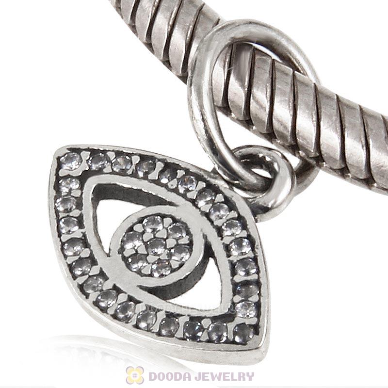 Evil Eye 925 Sterling Silver Symbol of Insight Clear Cz Charm
