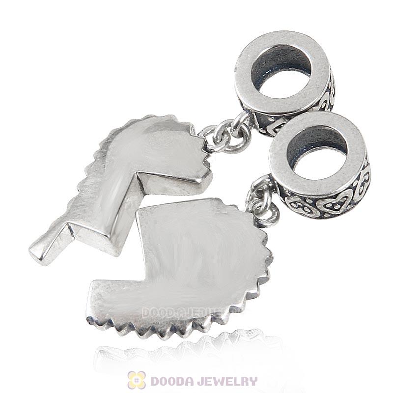 Mother Daughter Separate Heart 925 Sterling Silver Dangle Charms