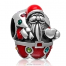 925 Sterling Silver Santa Carry with Gift Charm with Colorful Crystal
