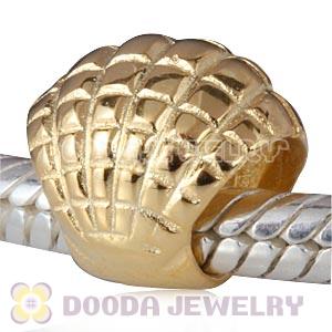 Gold Plated Shell Sterling Silver Charm Beads fit European Largehole Jewelry Bracelet