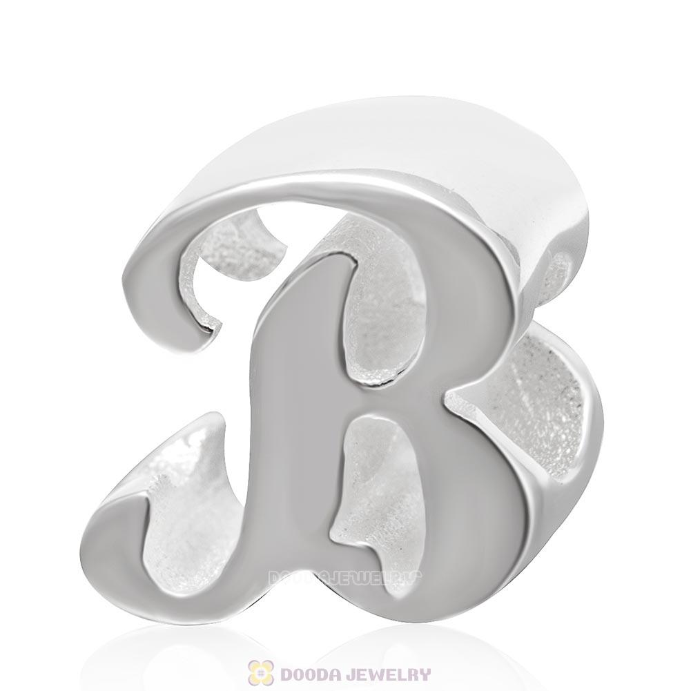 DIY 925 Sterling Silver Alphabet Letter B Charm Beads