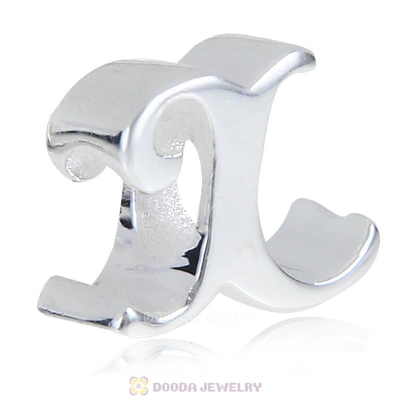 DIY 925 Sterling Silver Alphabet Letter X Charm Beads