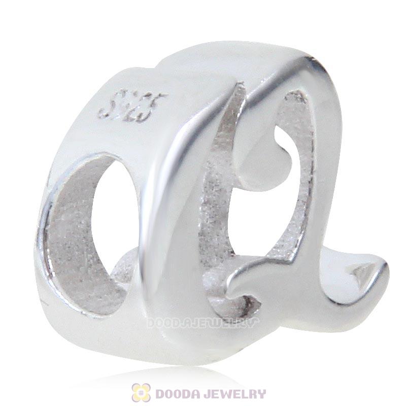 DIY 925 Sterling Silver Alphabet Letter Q Charm Beads
