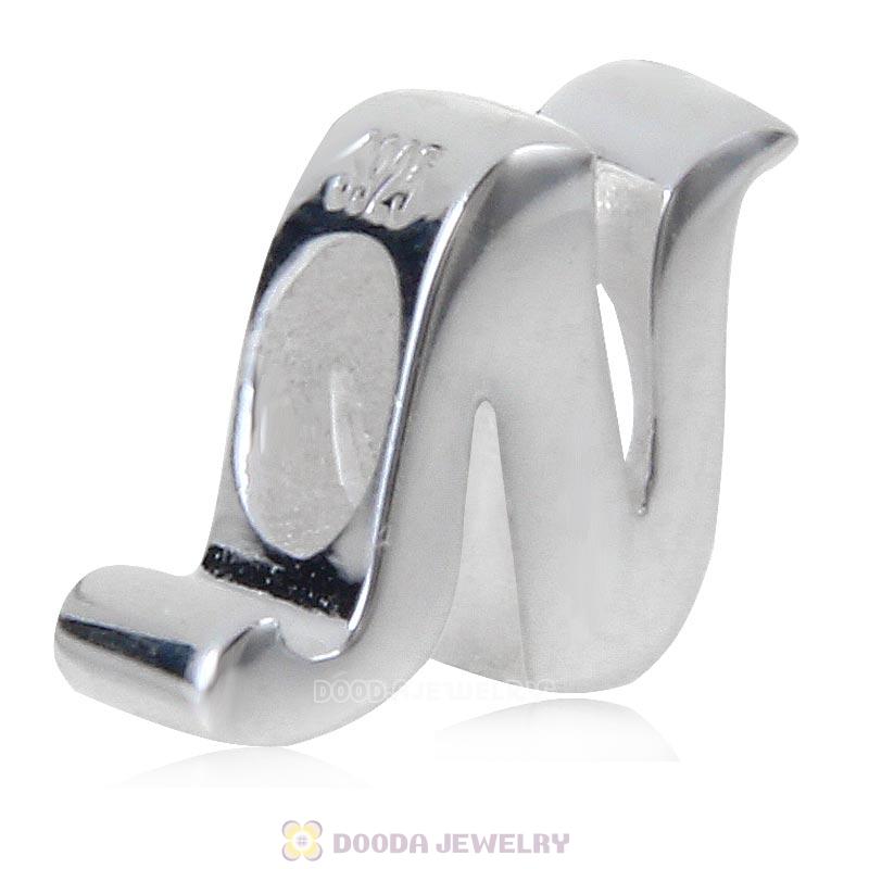 DIY 925 Sterling Silver Alphabet Letter N Charm Beads