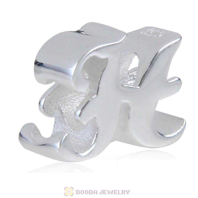 DIY 925 Sterling Silver Alphabet Letter H Charm Beads