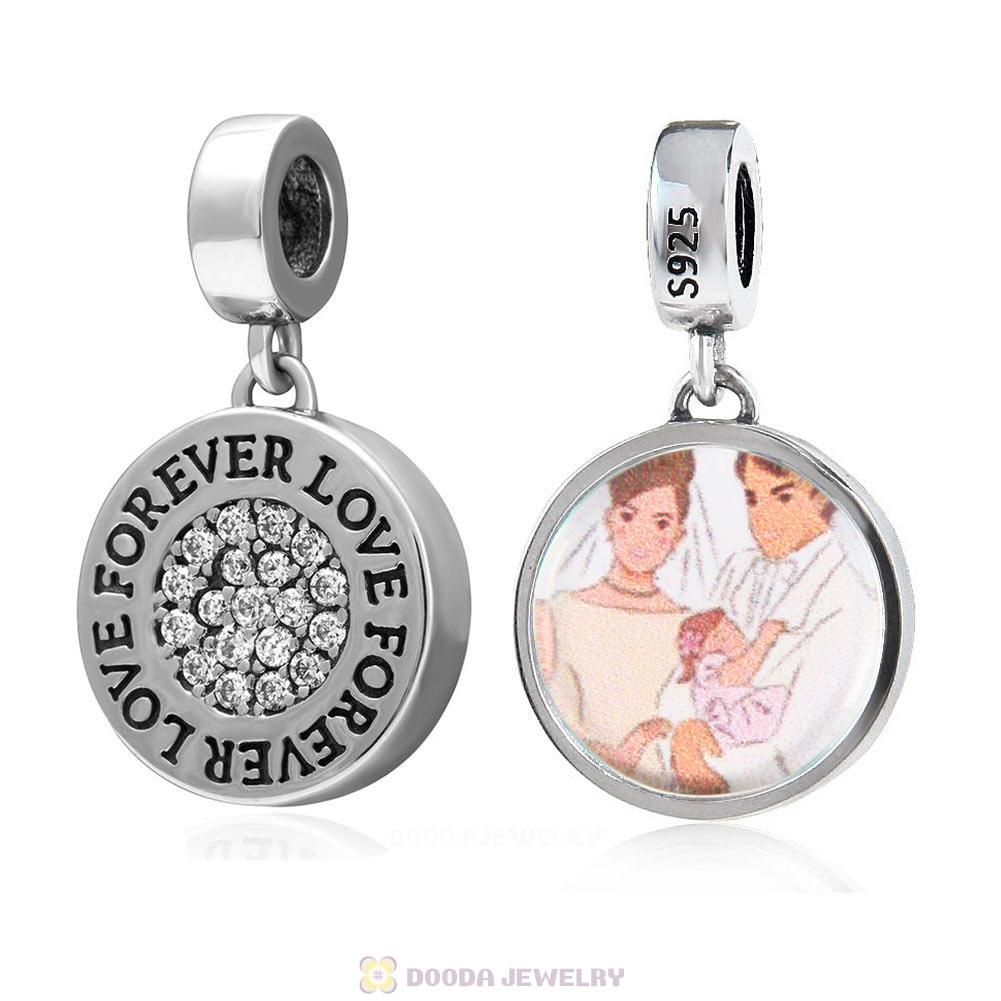 Sweet Three of Family 925 Sterling Silver Dangle Love Forever Personalized Photo Charm Pendant