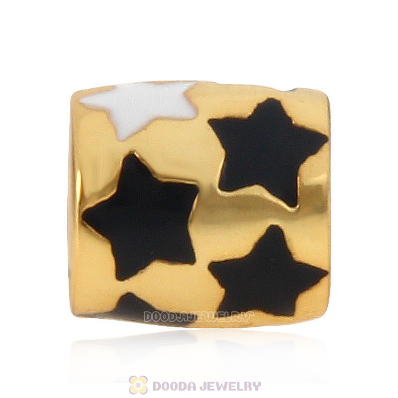 Gold Plated 925 Sterling Silver Enamel Star Charm Bead