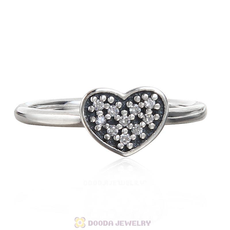 925 Sterling Silver Sparkling Love Ring with Clear CZ