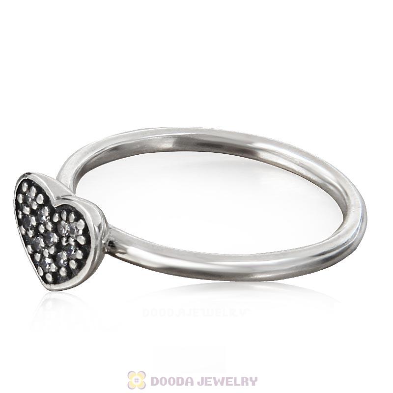 925 Sterling Silver Sparkling Love Ring with Clear CZ