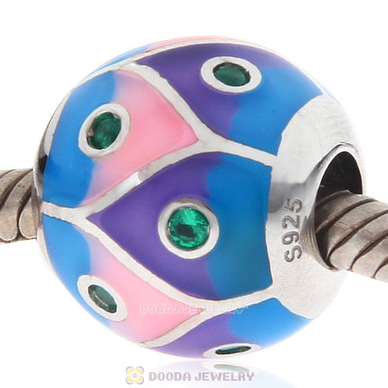 European Style Round Ball Bead 925 Sterling Silver with Enamel