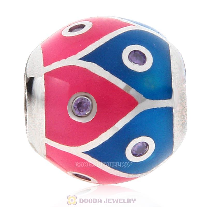 European Style Round Ball Bead 925 Sterling Silver with Enamel