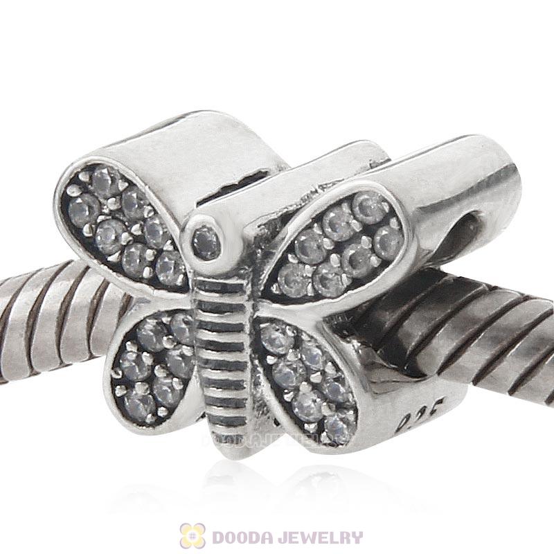 Sparkling Butterfly Charm 925 Sterling Silver Bead