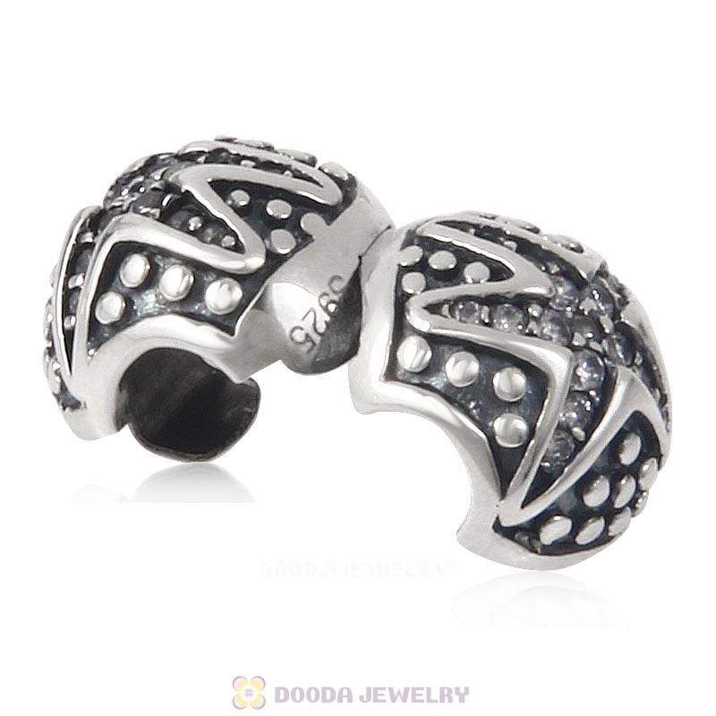 Starfish Clip Charm 925 Sterling Silver Bead with Clear CZ