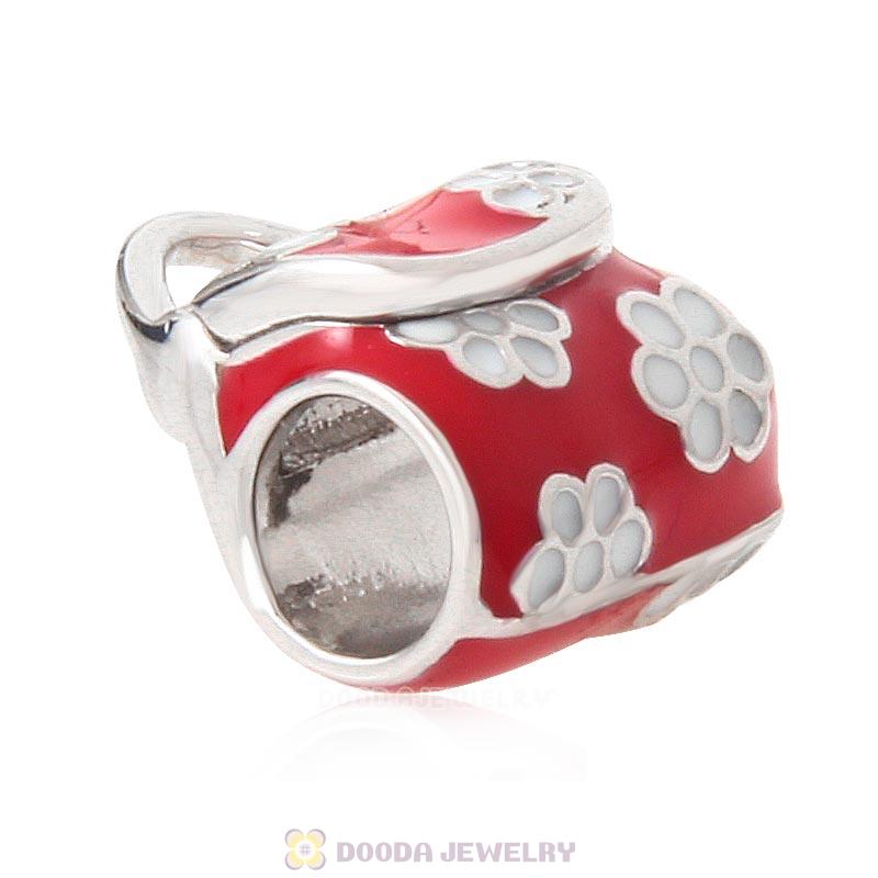 Woman Red Handbag Charm 925 Sterling Silver Bead