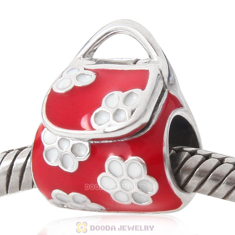 Woman Red Handbag Charm 925 Sterling Silver Bead