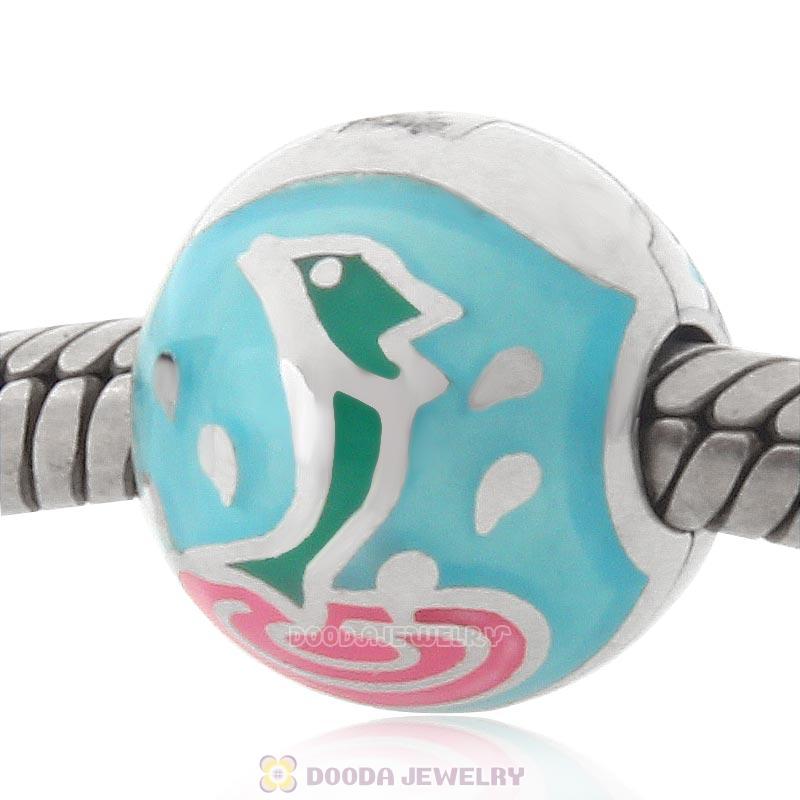 Jumping Fish Clip Charm 925 Sterling Silver Bead