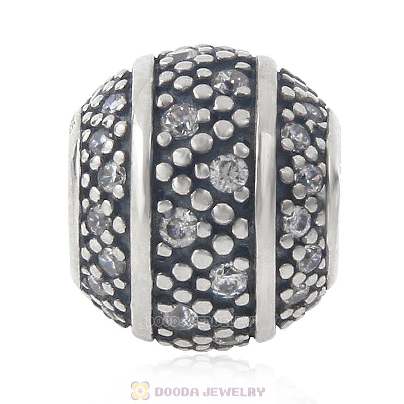 925 Sterling Silver Bead with Clear Cubic Zirconia