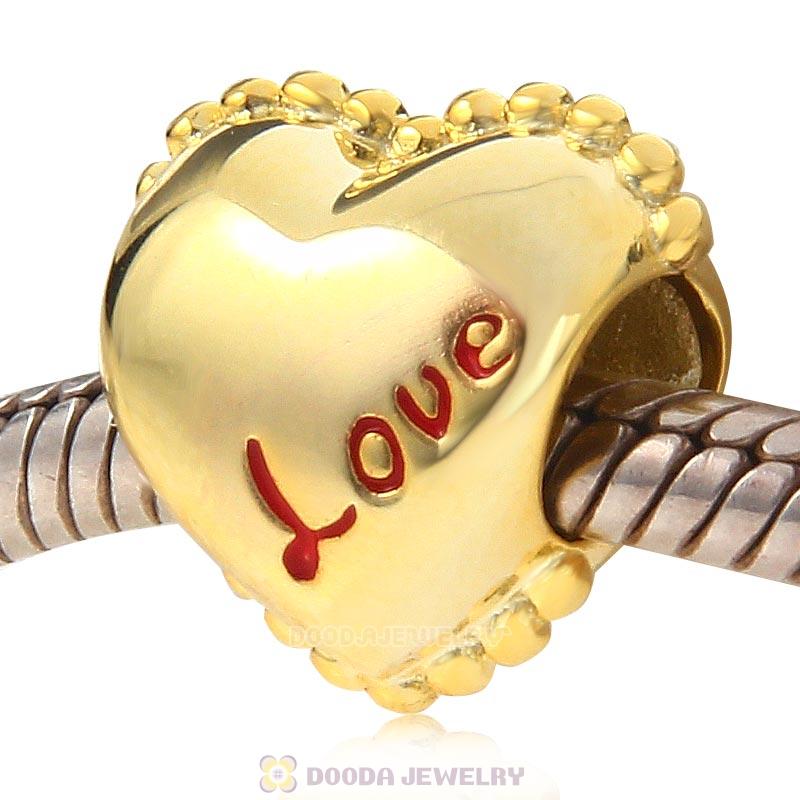 Gold Plated Love Charm 925 Sterling Silver Bead