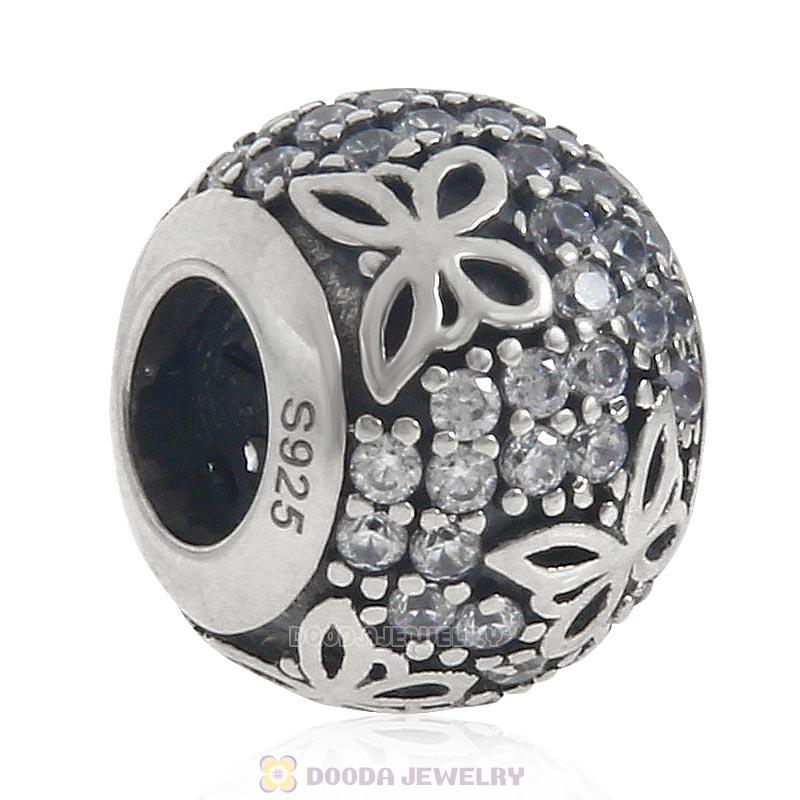 Sparkling Flutter Butterfly Charm 925 Sterling Silver Bead