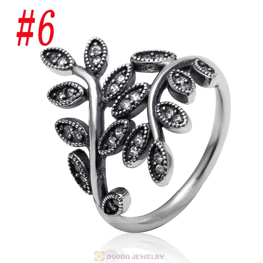 925 Sterling Silver Sparkling Leave Ring with Clear CZ