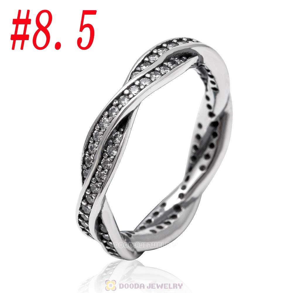 925 Sterling Silver Twist of Fate Ring with Clear CZ