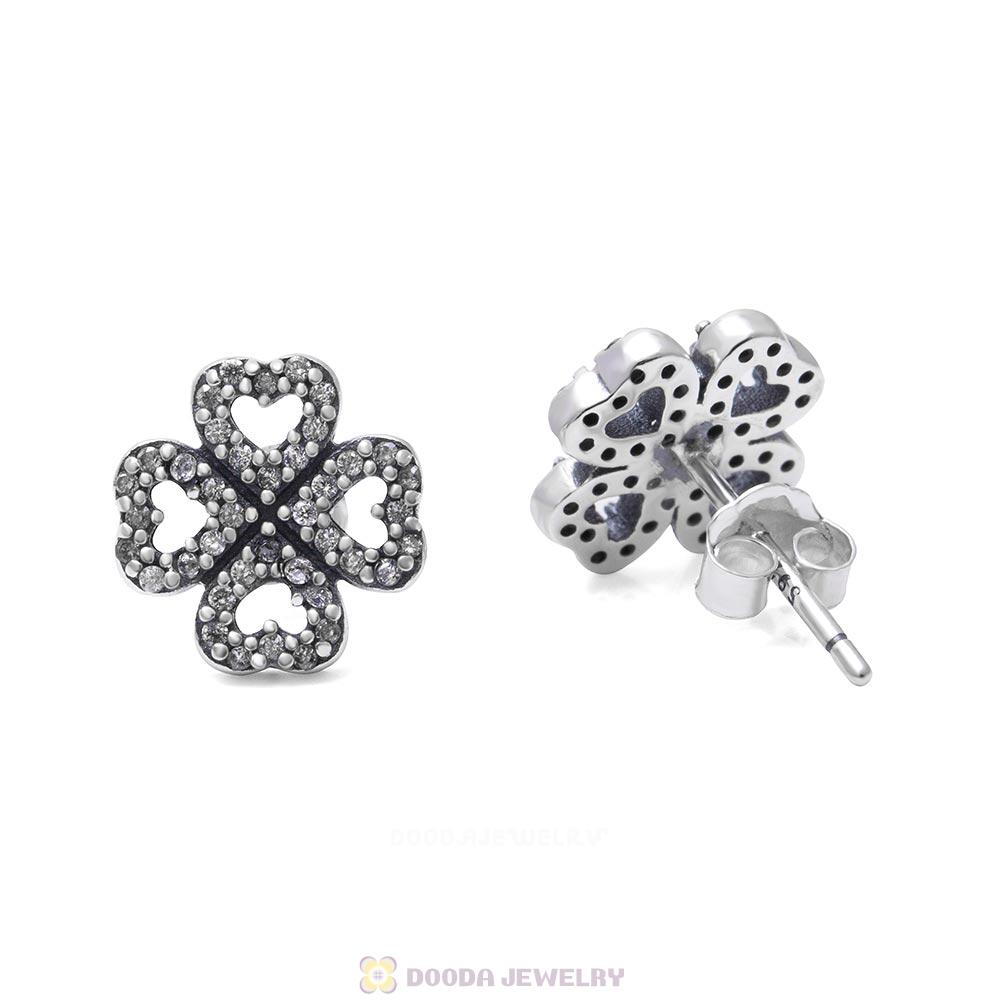 Petals of Love Stud Earrings with Clear CZ 925 Sterling Silver