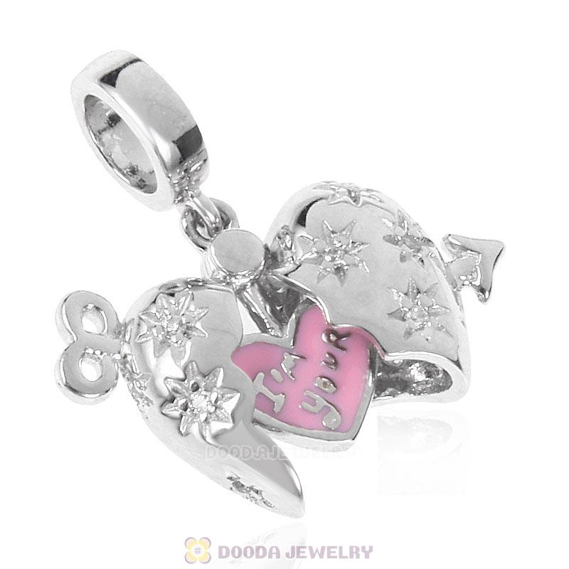 925 Sterling Silver Arrow of Cupid Heart Charm Pendant