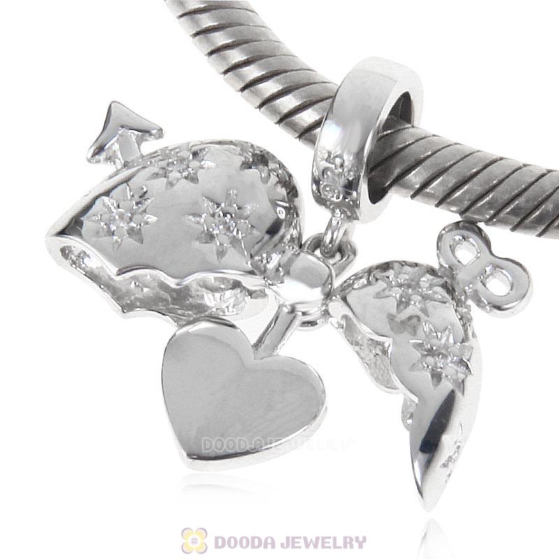 925 Sterling Silver Arrow of Cupid Heart Charm Pendant