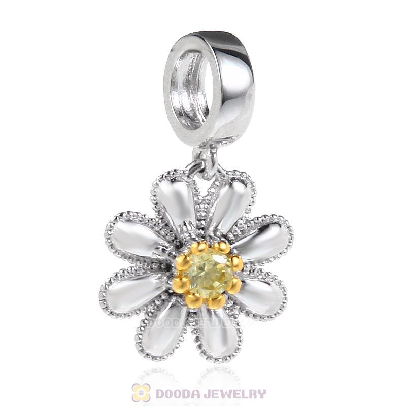 925 Sterling Silver Daisy Flower Charm Pendant