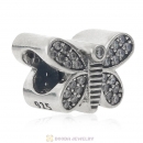 Sparkling Butterfly Charm 925 Sterling Silver Bead