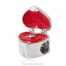Marry Me Heart Ring Box Charm 925 Sterling Silver with Red Enamel and CZ