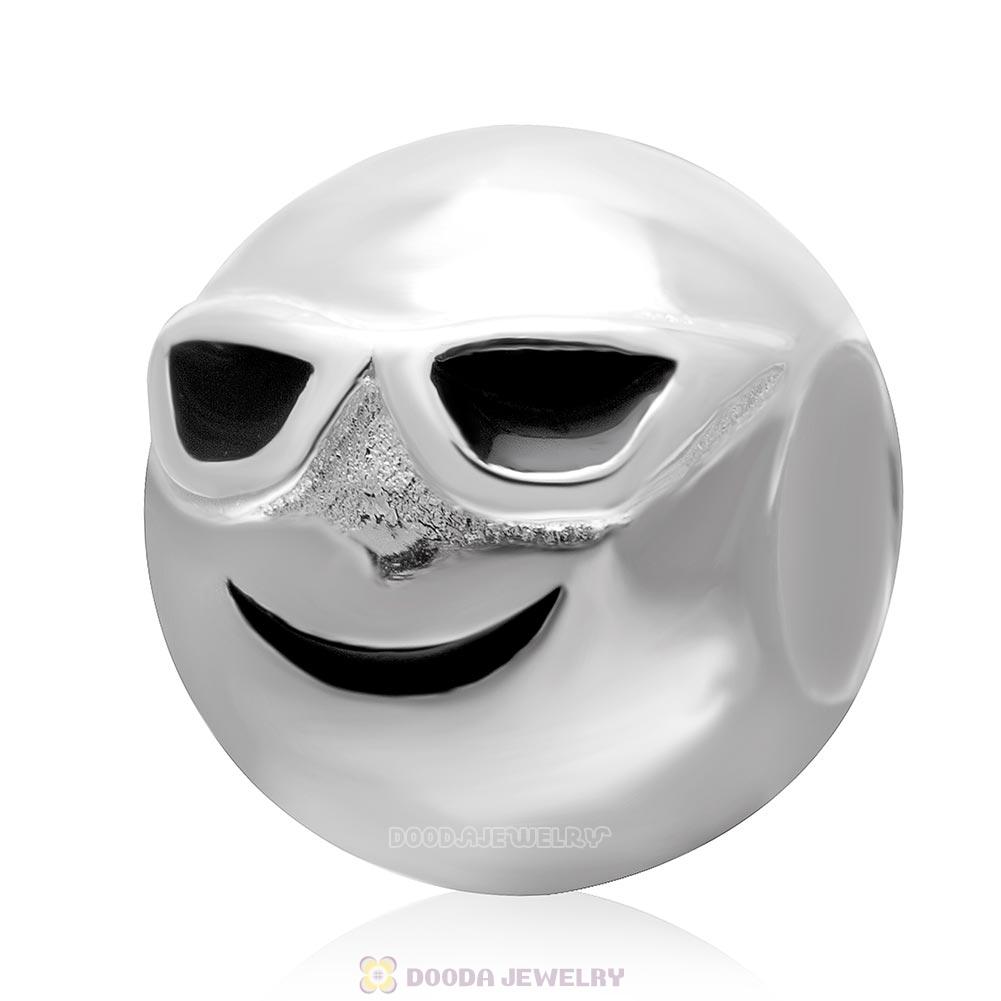 925 Sterling Silver QQ Emoji Proud Face Beads