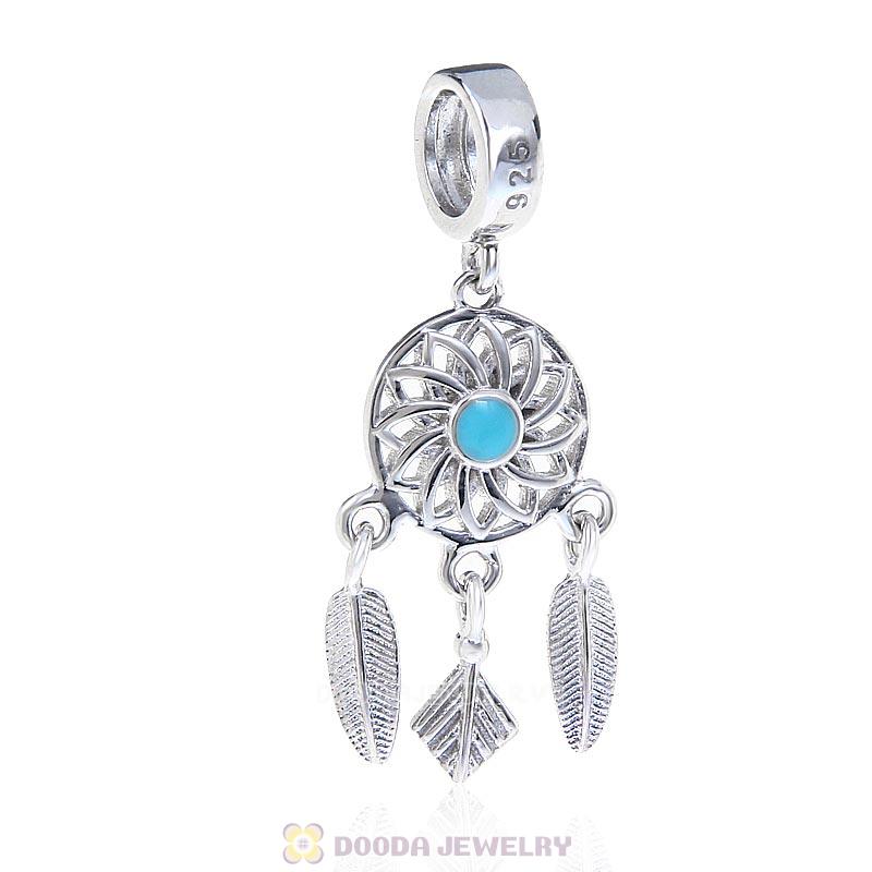 925 Sterling Silver Dreamcatcher Charm Bead with Enamel