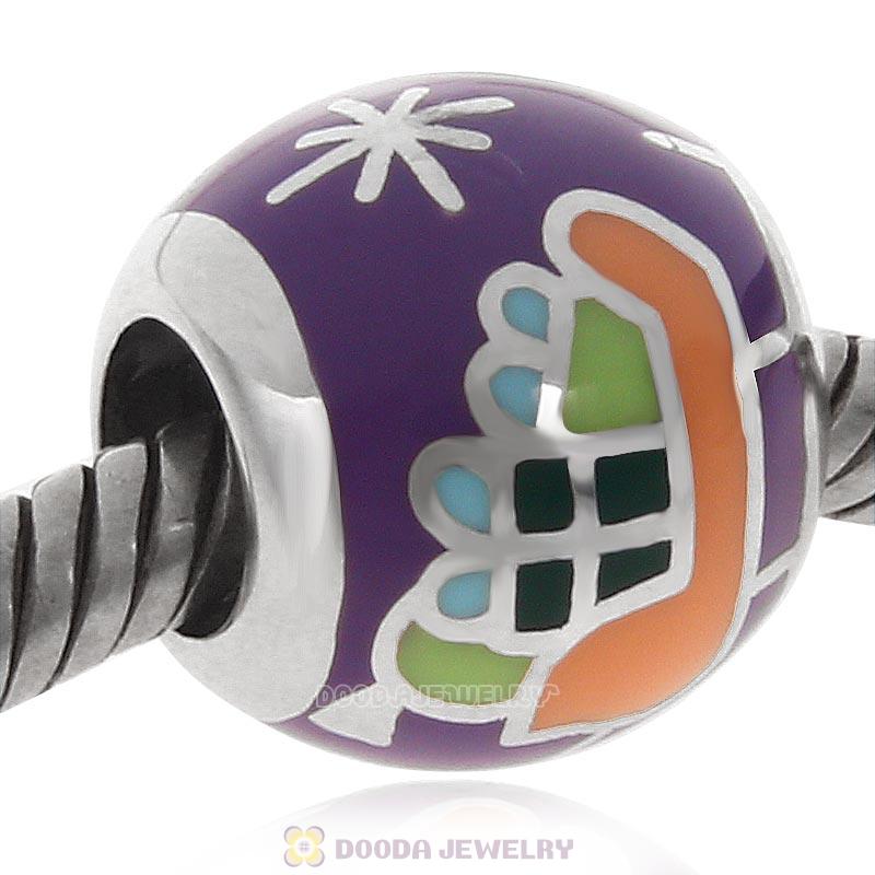 925 Sterling Silver Sleigh Enamel Christmas Charm Bead