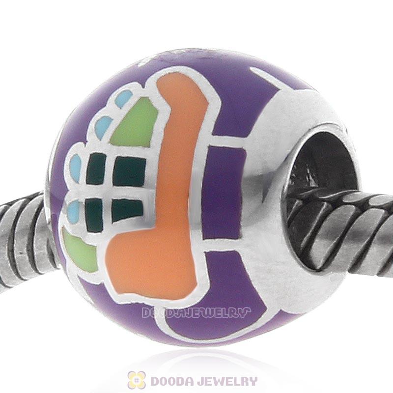 925 Sterling Silver Sleigh Enamel Christmas Charm Bead