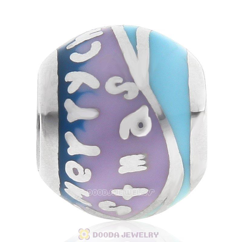 925 Sterling Silver Merry Christmas Bead with Enamel