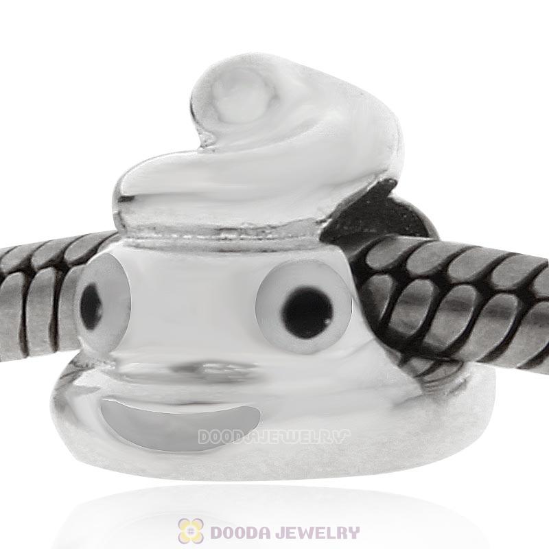 925 Sterling Silver QQ Expression Emoji Face Poop Beads