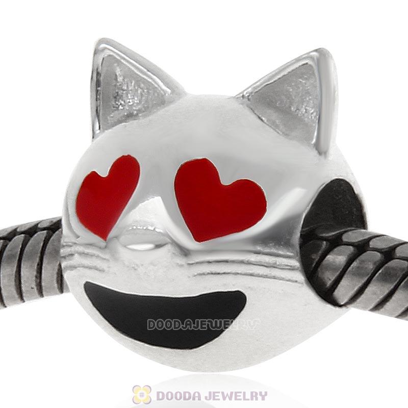 925 Sterling Silver QQ Emoji Face Cat Beads