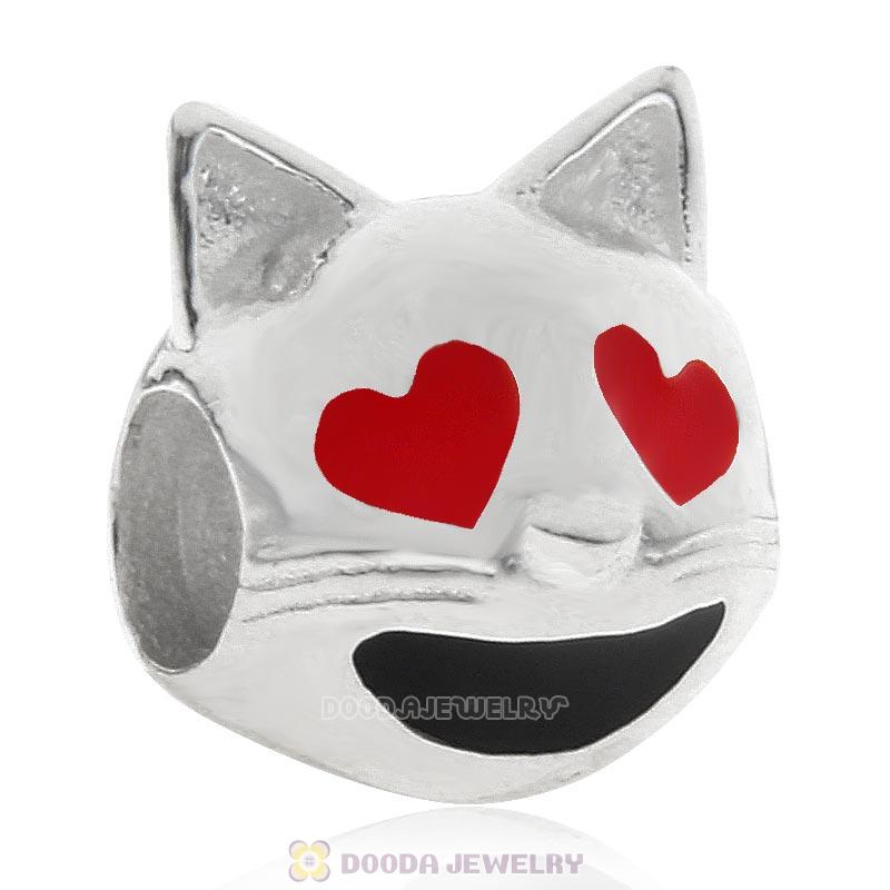 925 Sterling Silver QQ Emoji Face Cat Beads