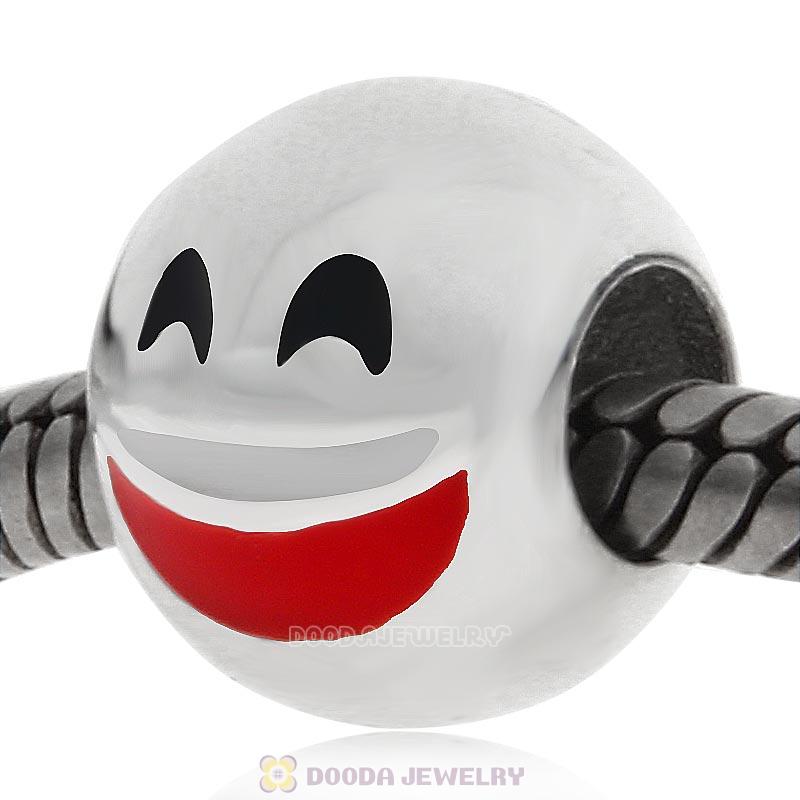 925 Sterling Silver QQ Emoji Face Laugh Beads