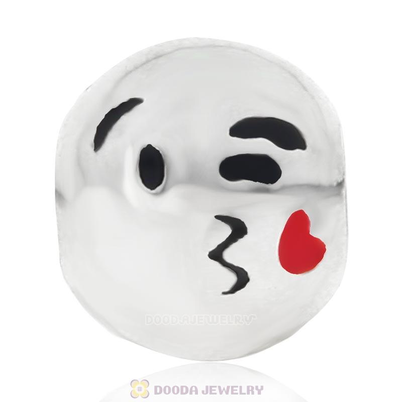 925 Sterling Silver QQ Emoji Kiss Love Face Beads