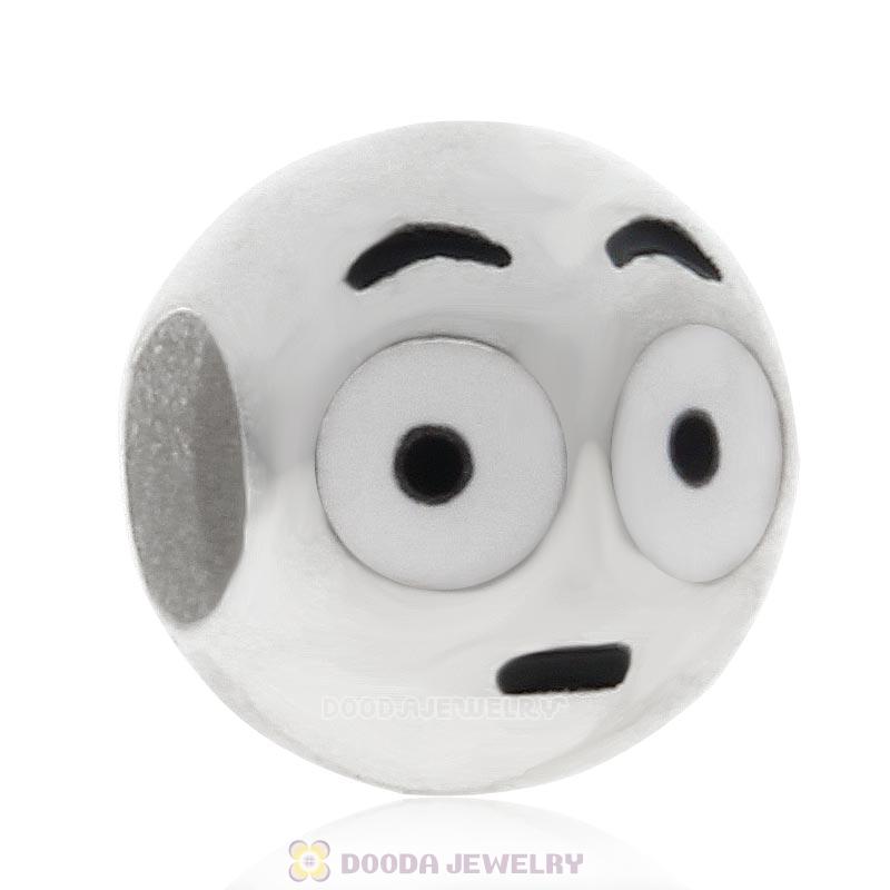 925 Sterling Silver QQ Emoji Moony Face Beads